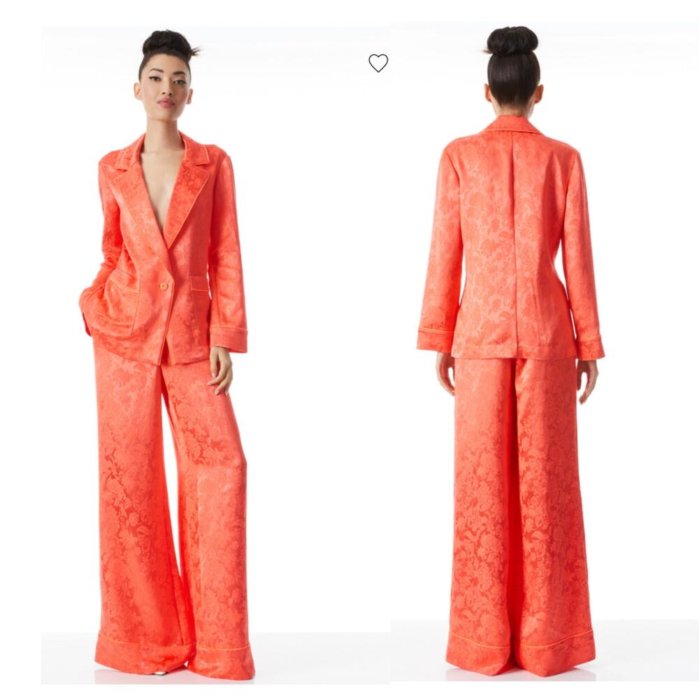 Alice + Olivia Shanda Pajama Blazer & Willis Pant 2pc Set Bright Coral‎ Size XS